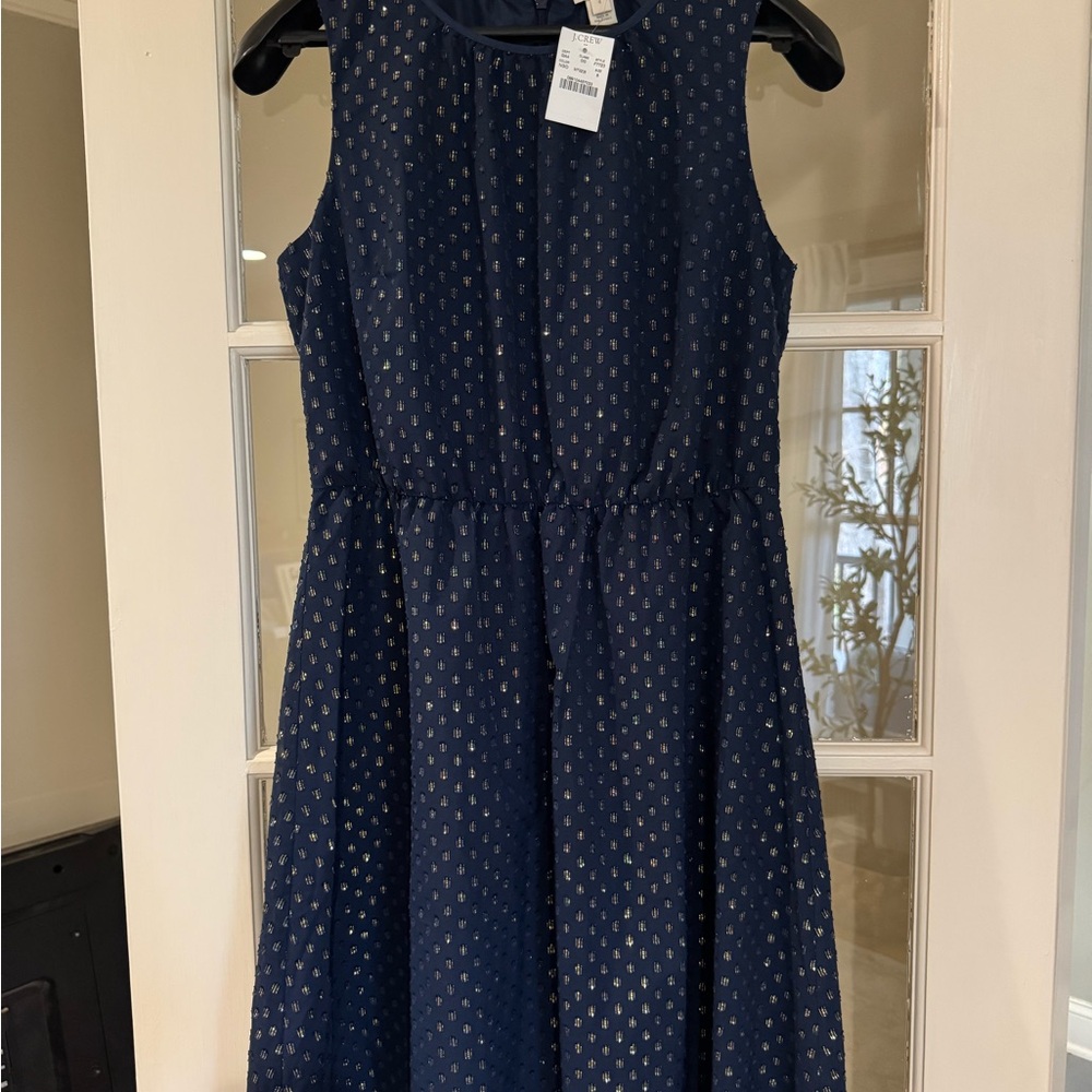 J. Crew Navy Dress with Gold Details